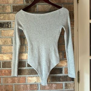 Gray off shoulder sweater bodysuit sz M
